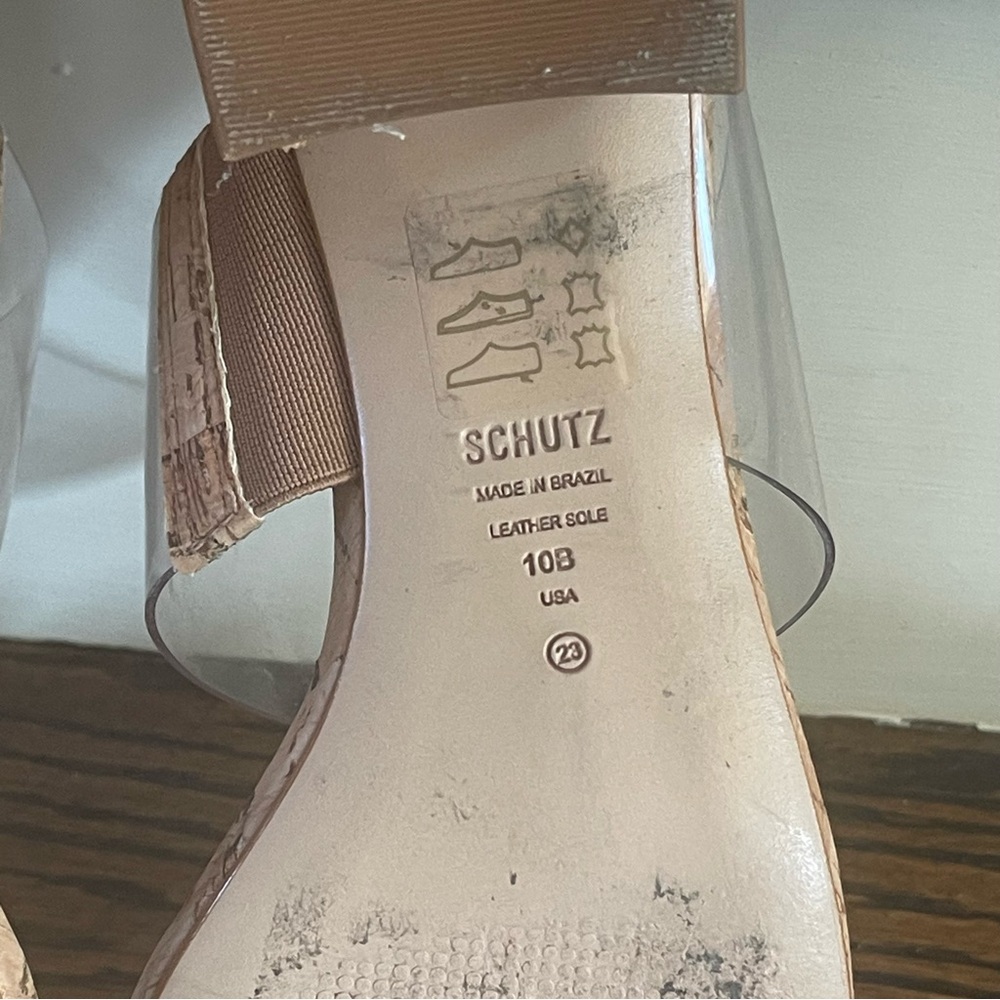 SCHUTZ Clear Cork Block Heel Sandals - Picture 5 of 5